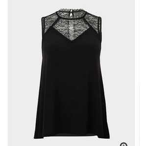 Torrid 00 Black studio knit mock neck lace top